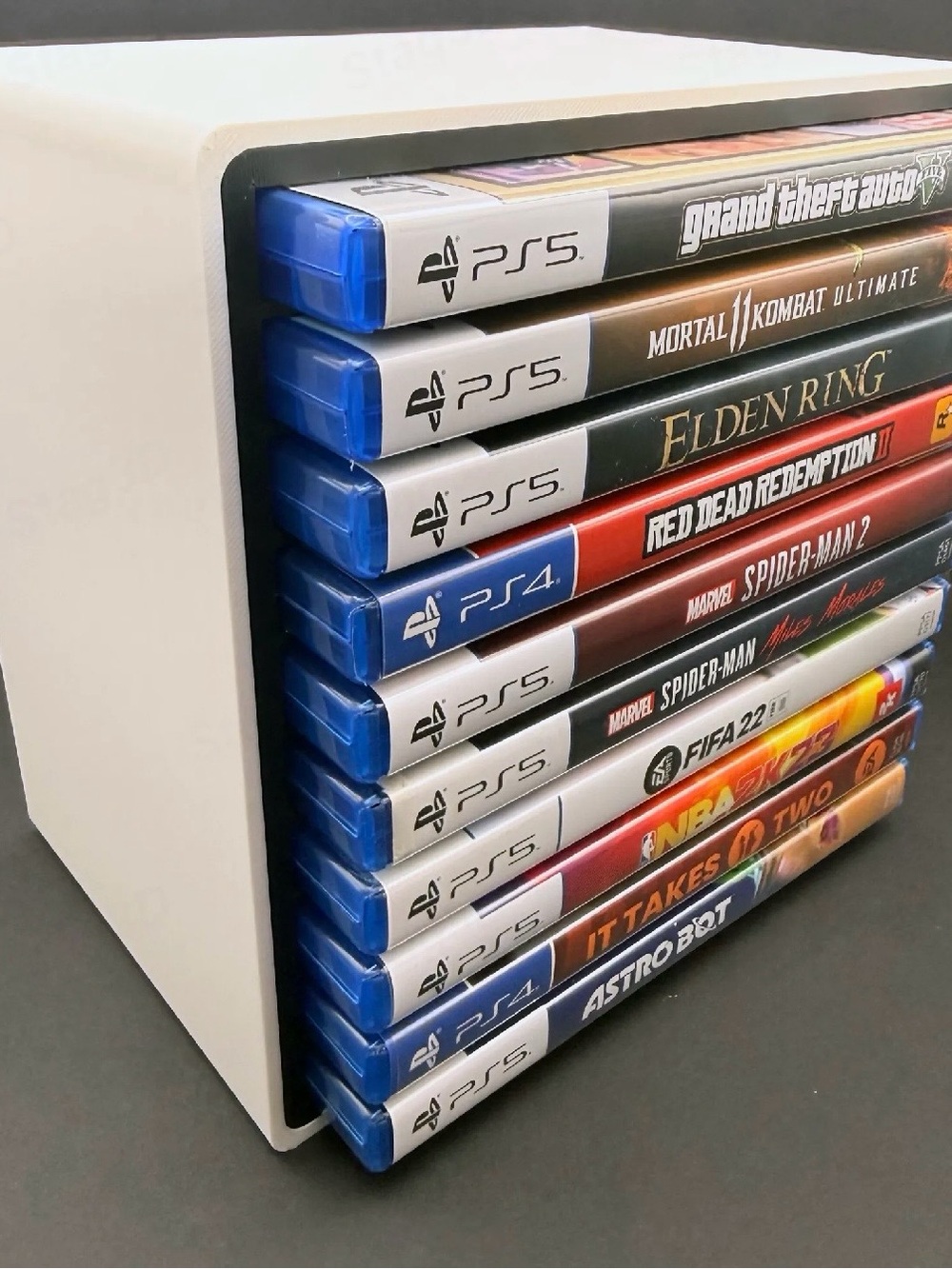 3D Printed PS5 Game Storage Stand - Holds 10 Games - Modern Gaming Organizer